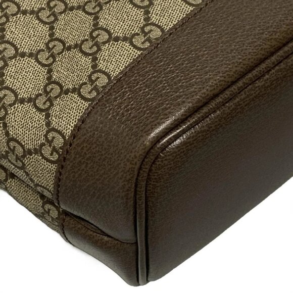 Auth GUCCI Ophidia/GG Supreme Dark Brown Beige PVC Leather Tote Bag - Picture 8 of 14
